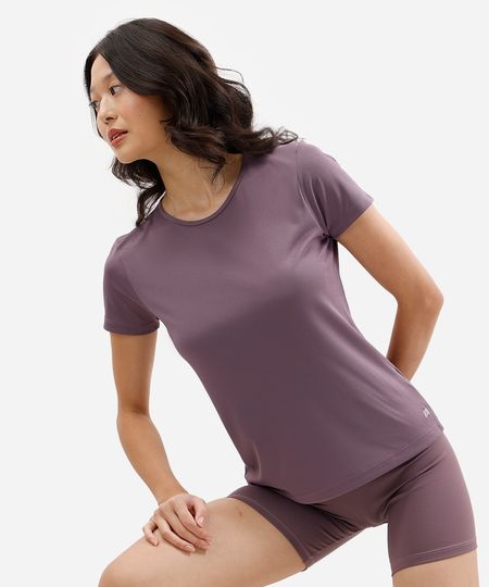blusa básica manga curta esportiva ace preta - roxo claro G blusa básica manga curta esportiva ace preta - roxo claro G