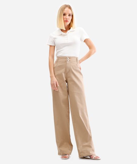 calça wide leg feminina sarja sawary bege 36 calça wide leg feminina sarja sawary bege 36
