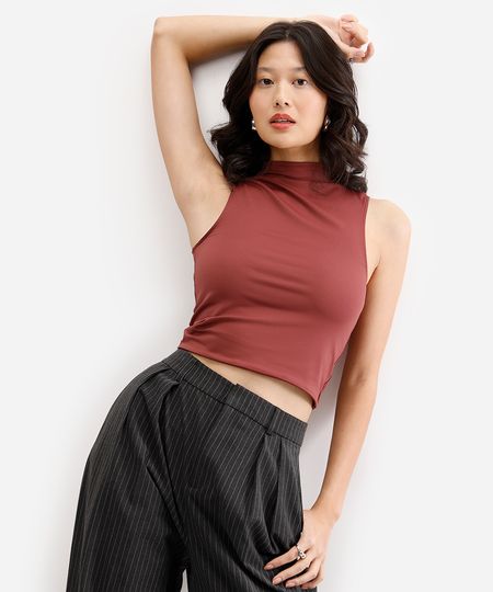 cropped long de poliamida cavado - vinho PP cropped long de poliamida cavado - vinho PP