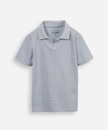 polo infantil de algodão texturizada azul 4 polo infantil de algodão texturizada azul 4