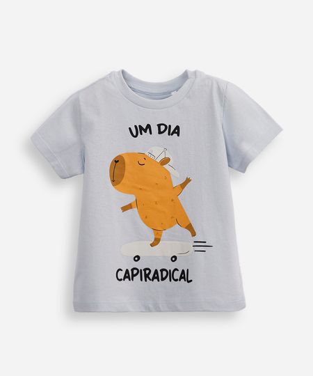 camiseta de algodão infantil capivara azul 5