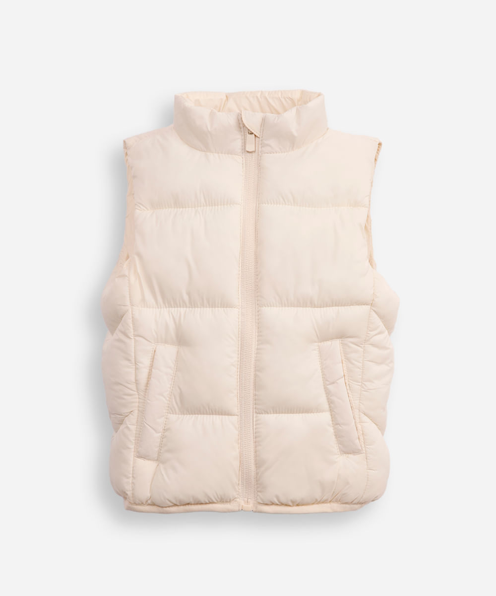 colete puffer infantil bege