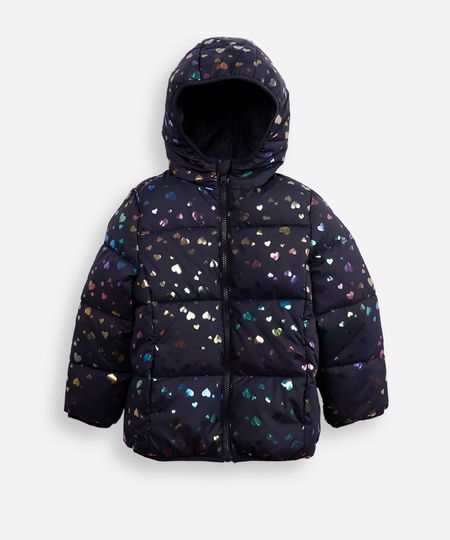 jaqueta puffer infantil coração holográfico azul 10