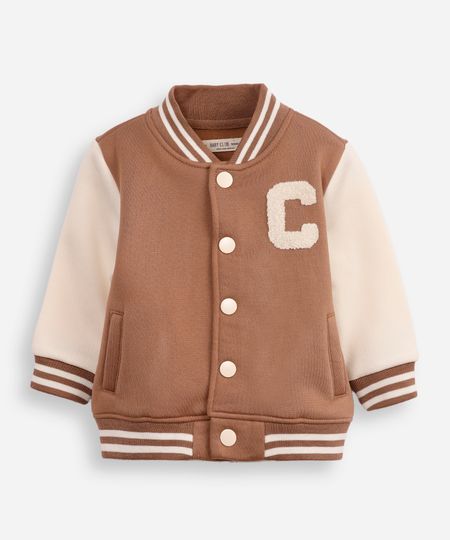 jaqueta bomber infantil de moletom college marrom 5 jaqueta bomber infantil de moletom college marrom 5