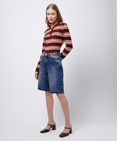bermuda feminina jeans barra a fio mindset azul 38
