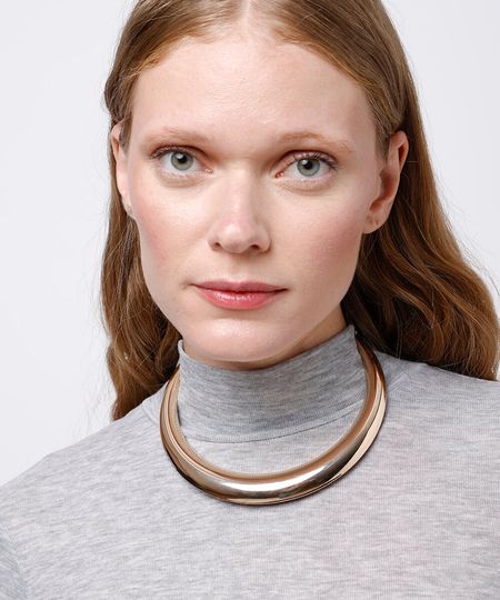 colar chocker lisa dourado UNICO