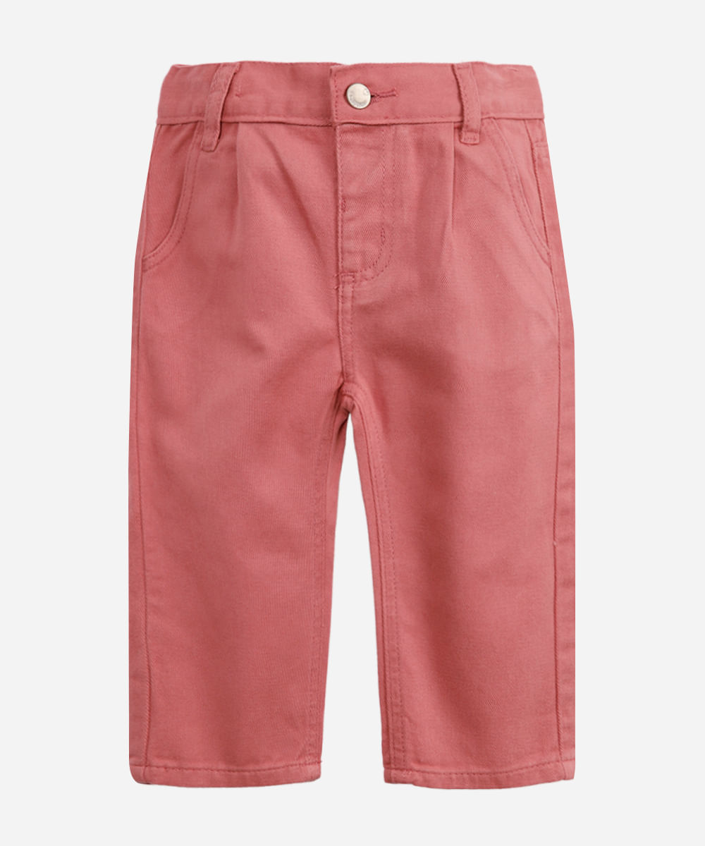 calça balloon infantil de sarja rosa