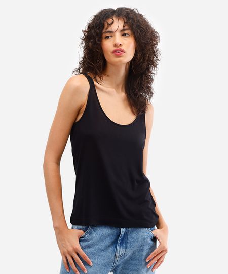 regata feminina de tricot mindset preta G