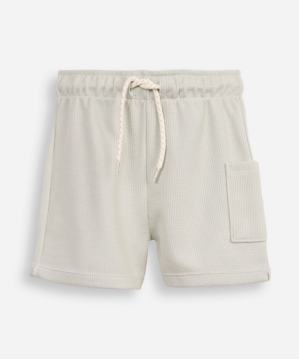 Vista 2 short de algodão infantil com bolso texturizado verde C&A Verde Claro C&A Verde Claro