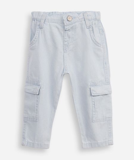 calça cargo infantil de sarja azul 2