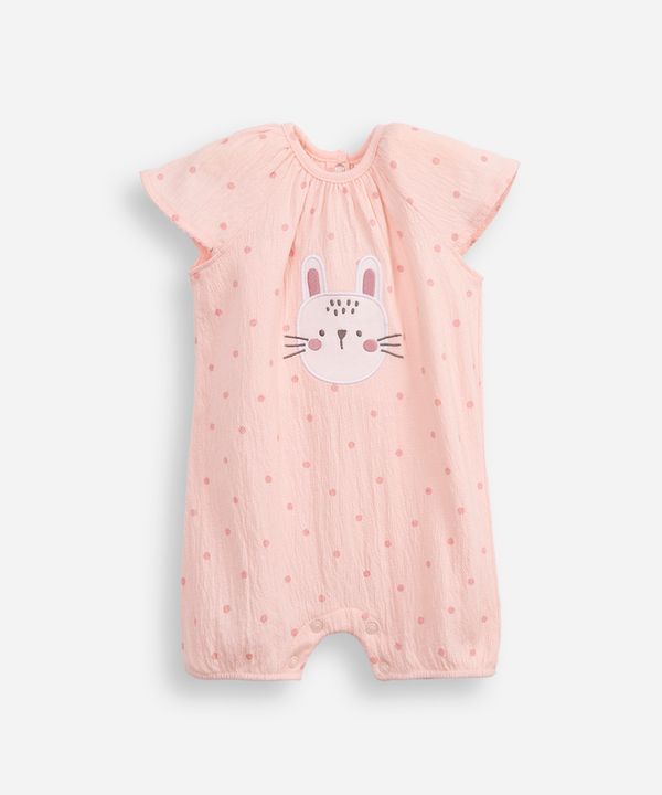 macacão de algodão infantil coelhinha rosa 3-6