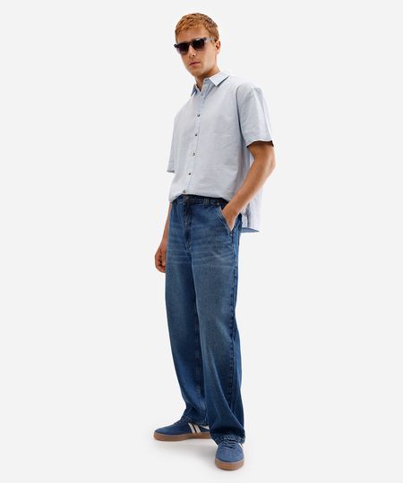 calça baggy masculina jeans azul 36