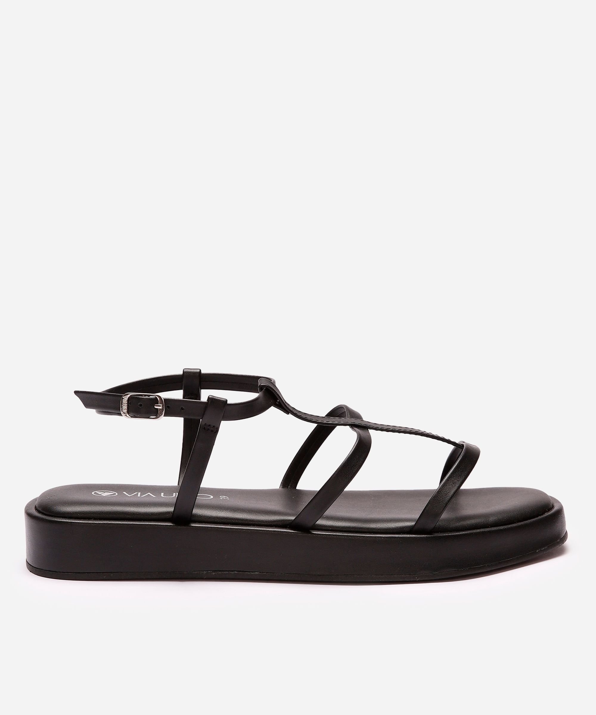 rasteirinha flatform via uno gladiadora preta