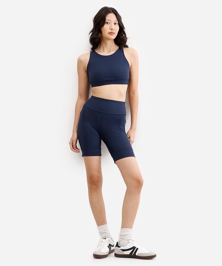 bermuda feminina esportiva ace com bolsos azul M