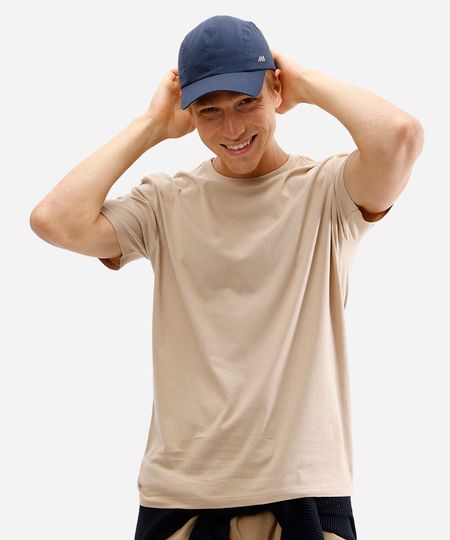 camiseta de algodão básica manga curta - bege claro P