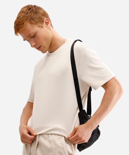 camiseta de algodão peruano bold manga curta bege M camiseta de algodão peruano bold manga curta bege M