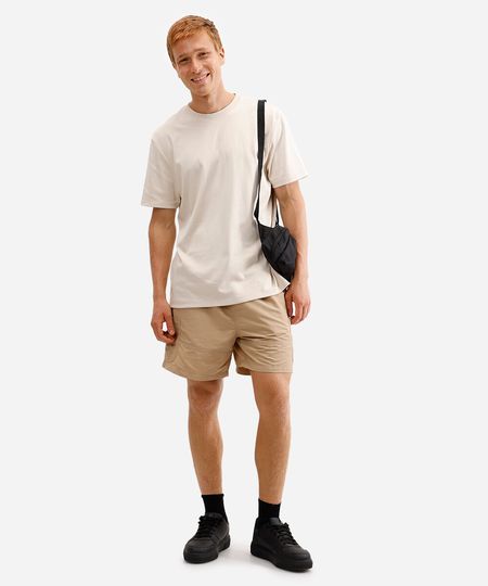 short cargo texturizado com cordão bege G
