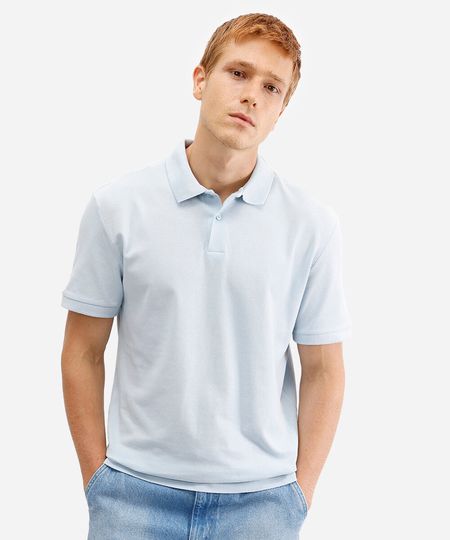polo básica manga curta - azul médio P