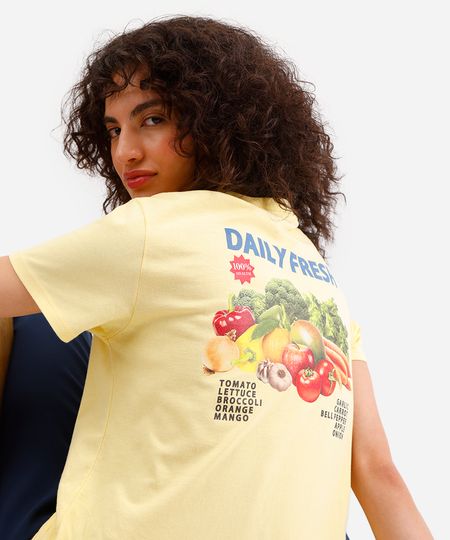 camiseta feminina de algodão daily fresh amarela PP
