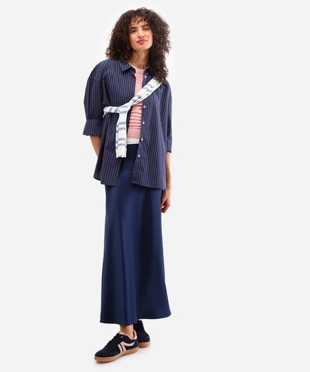 saia midi feminina acetinada azul 40 saia midi feminina acetinada azul 40