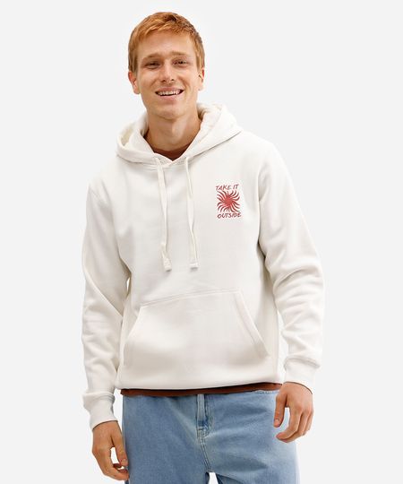 blusão masculino de moletom canguru com capuz off white G blusão masculino de moletom canguru com capuz off white G