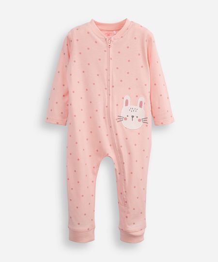 macacão de algodão infantil coelhinha - rosa claro 3-6 macacão de algodão infantil coelhinha - rosa claro 3-6