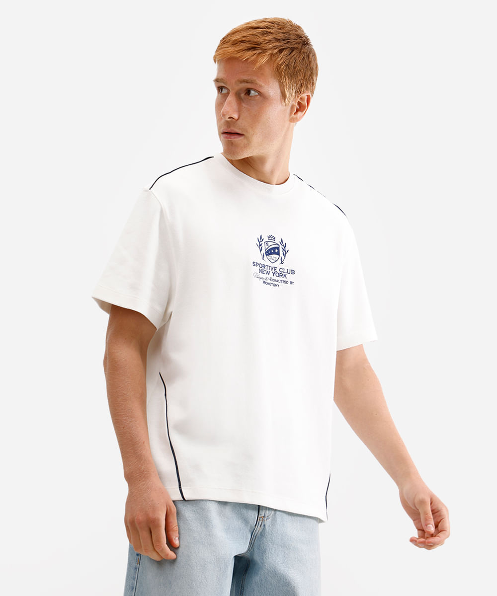 camiseta masculina de algodão com bordado off white