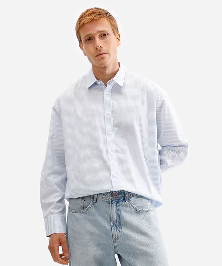 camisa oversized masculina de algodão listrada off white P