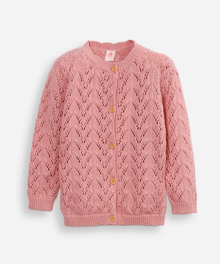 cardigan infantil de tricot texturizado rosa 12-18 cardigan infantil de tricot texturizado rosa 12-18