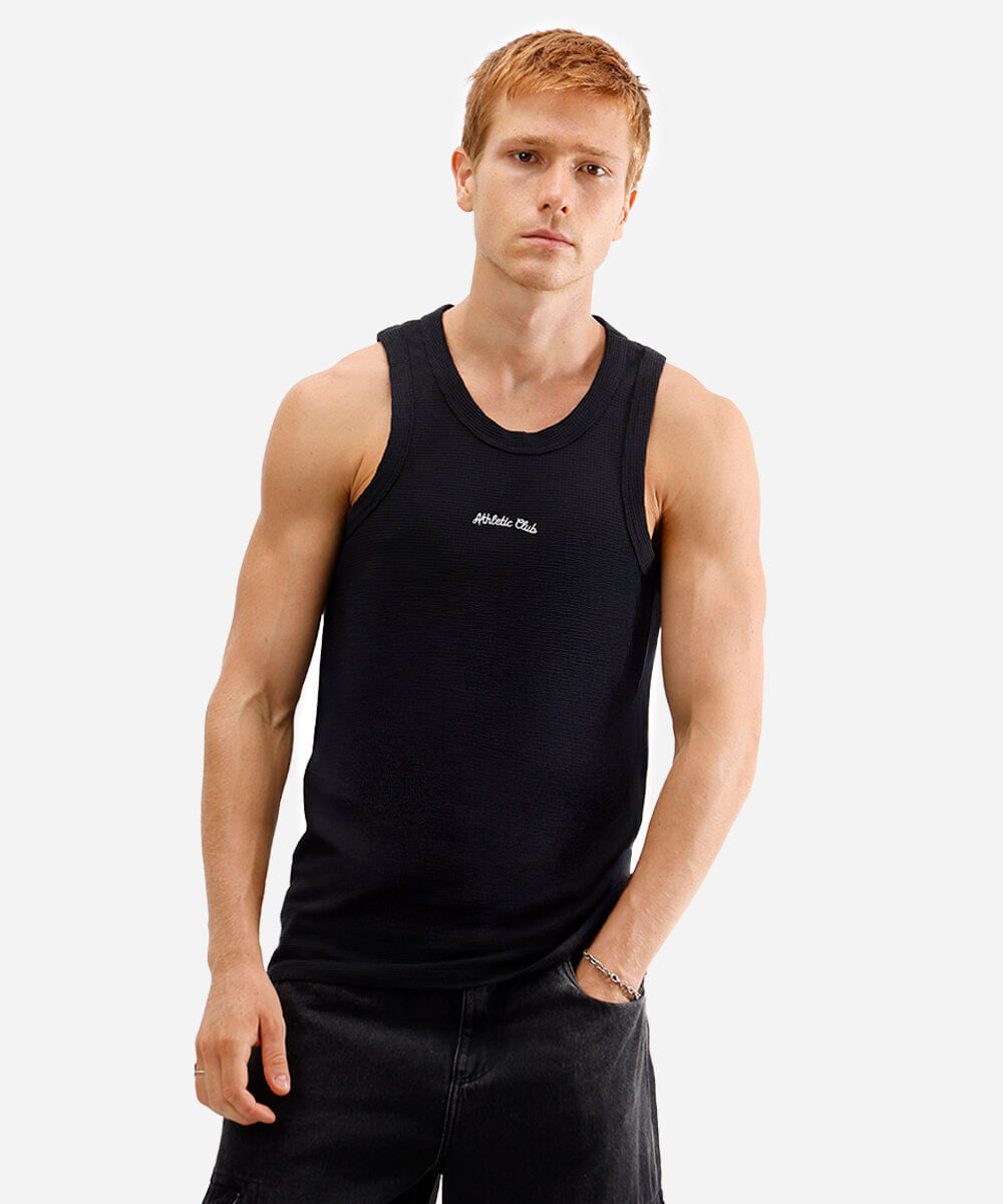 regata masculina de algodão athletic club preta