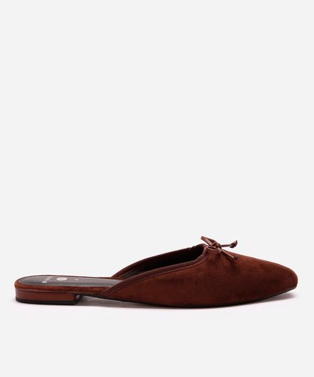 mule de veludo com laço mindset marrom 34