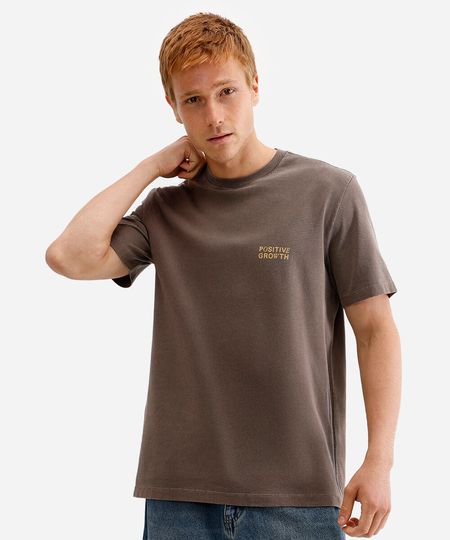 camiseta masculina de algodão positive growth marrom M