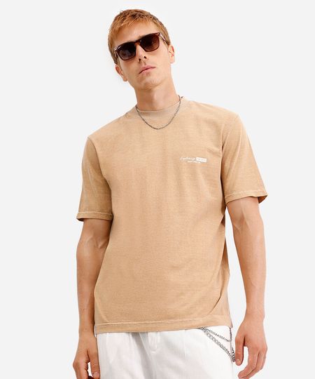 camiseta comfort masculina de algodão barcelona bege M