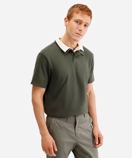 polo slim de algodão manga curta verde P