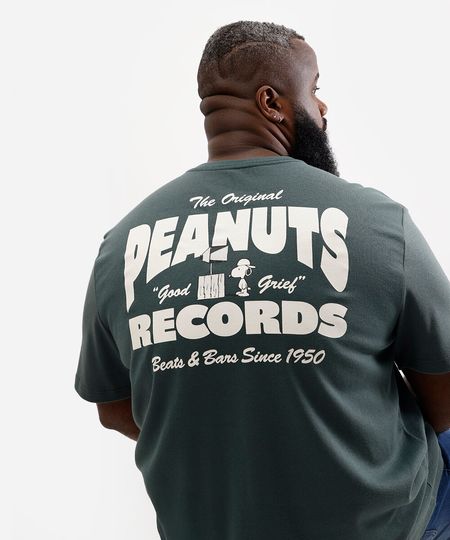 camiseta masculina de algodão snoopy plus size verde GG1 camiseta masculina de algodão snoopy plus size verde GG1