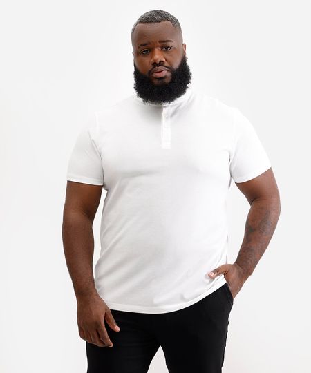 polo plus size de algodão piquet branco GG1
