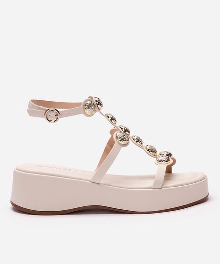 sandália flatform via uno com tachas off white 38 sandália flatform via uno com tachas off white 38