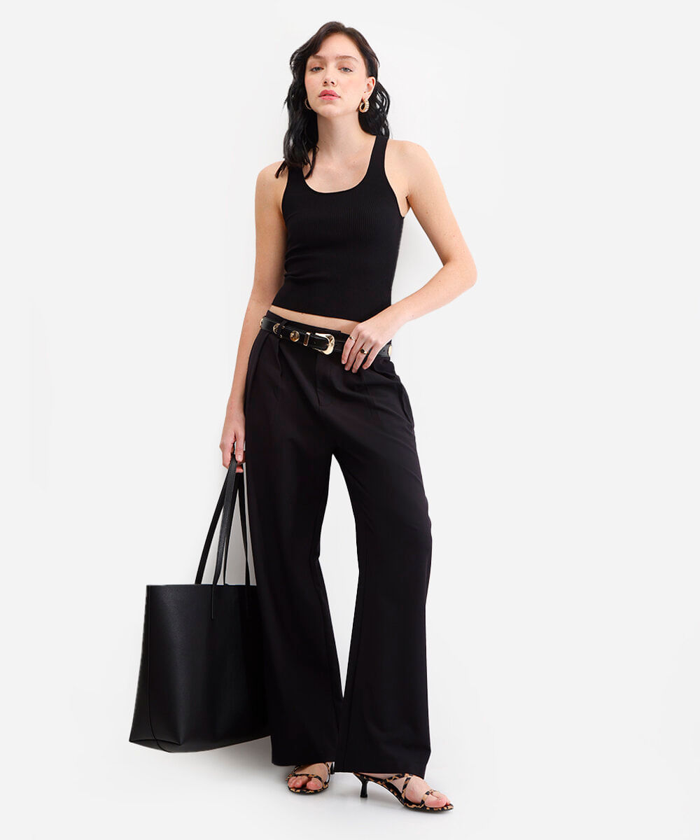 calça baggy feminina de alfaiataria preta