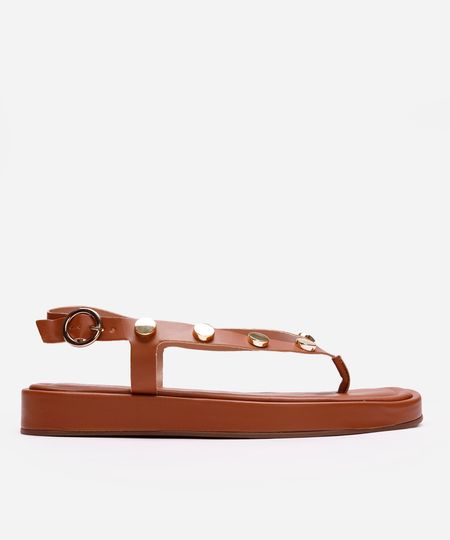 rasteirinha flatform via uno com tachas marrom 37 rasteirinha flatform via uno com tachas marrom 37