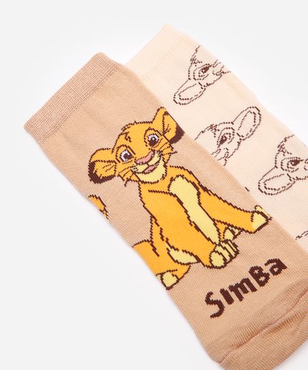 kit de 2 meias infantis simba bege 22-25