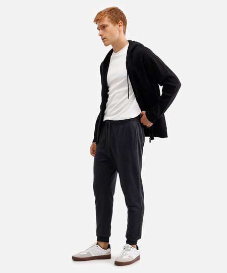 calça jogger masculina de moletom básico cinza M