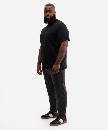 calça jogger masculina de moletom básica plus size cinza GG1 calça jogger masculina de moletom básica plus size cinza GG1