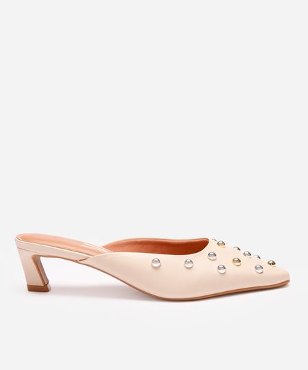 mule vizzano com salto e tachas off white 35
