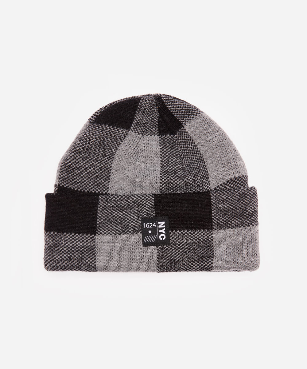 gorro masculino xadrez cinza