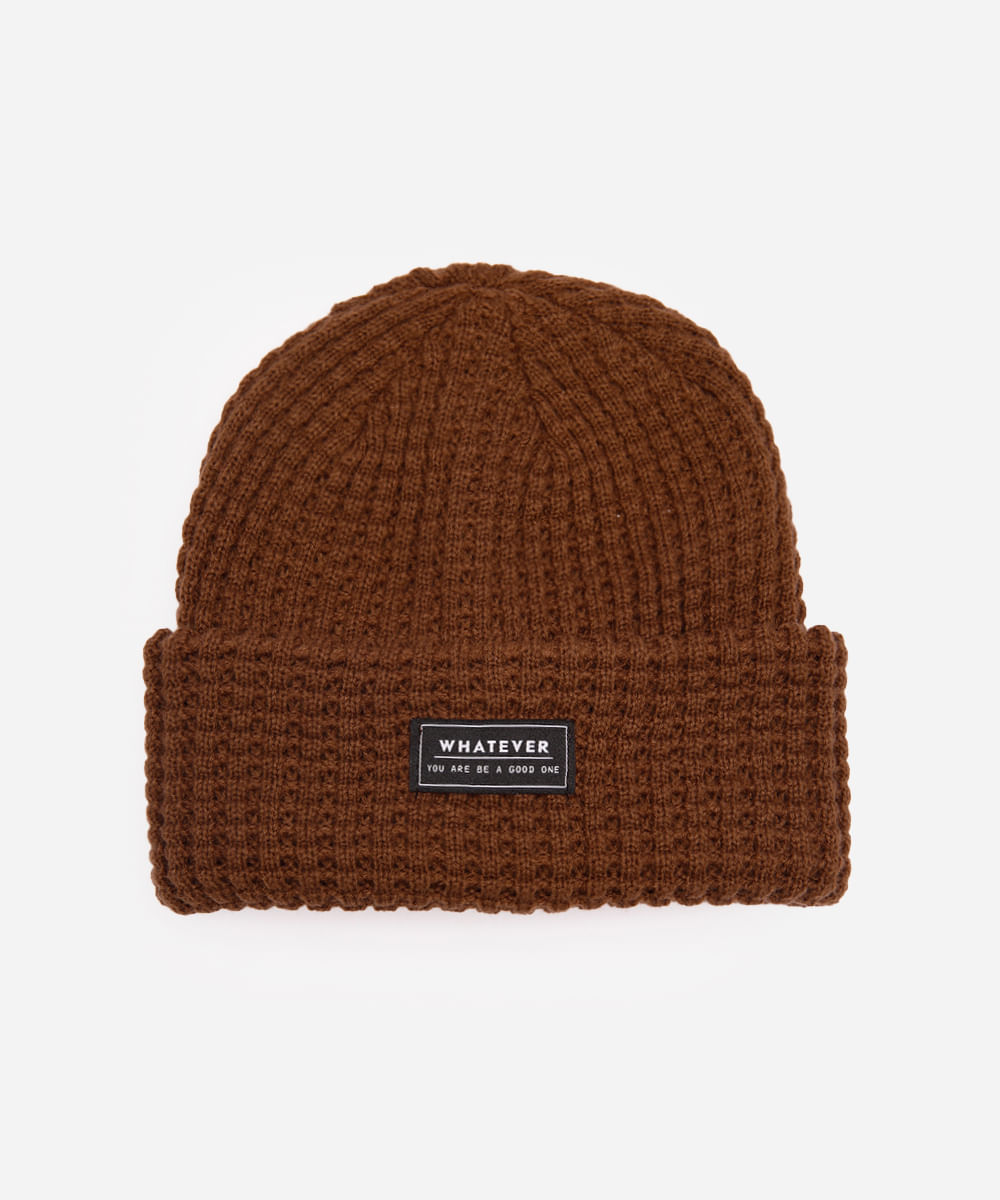 gorro masculino texturizado marrom