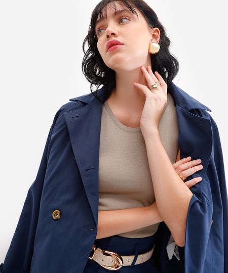 regata feminina de tricot decote redondo bege PP regata feminina de tricot decote redondo bege PP