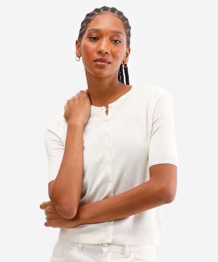 blusa feminina de tricot decote redondo amarela M blusa feminina de tricot decote redondo amarela M