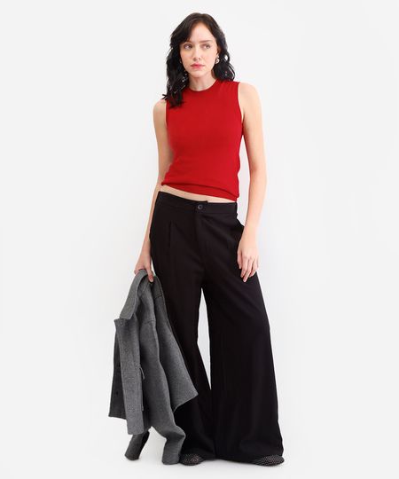 regata feminina de tricot decote redondo vermelha PP regata feminina de tricot decote redondo vermelha PP