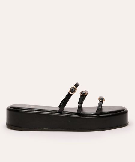 tamanco flatform com tiras mindset preto 36
