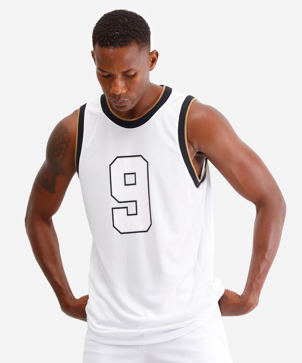 regata basquete masculina esportiva branca G